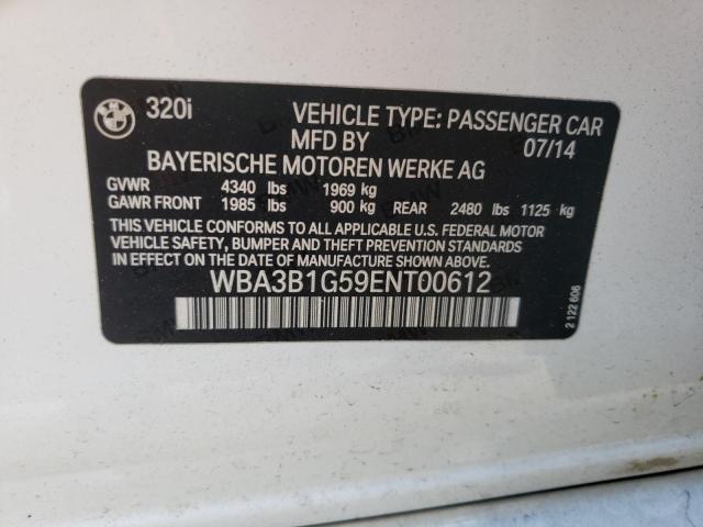 Photo 10 from auction – 2014 BMW 320 I with VIN WBA3B1G59ENT00612