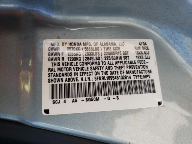 Photo 10 from auction – 2004 HONDA ODYSSEY EX with VIN 5FNRL18954B102814