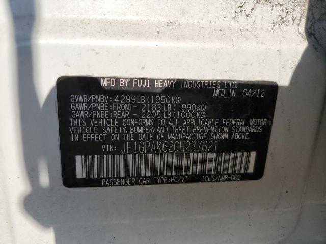 Foto 10 de la subasta – 2012 SUBARU IMPREZA LI con VIN JF1GPAK62CH237621