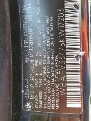 Foto 10 de la subasta – 2005 BMW 3 SERIES con VIN WBAEV33475KW17203