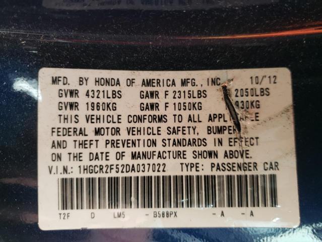 Photo 10 from auction – 2013 HONDA ACCORD SPO with VIN 1HGCR2F52DA037022