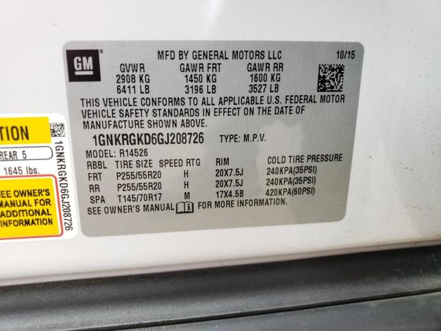Photo 10 from auction – 2016 CHEVROLET TRAVERSE L with VIN 1GNKRGKD6GJ208726