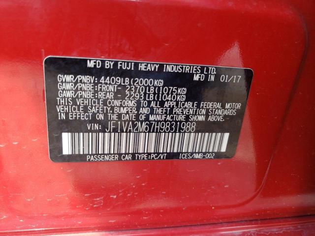 Photo 10 from auction – 2017 SUBARU WRX STI with VIN JF1VA2M67H9831988