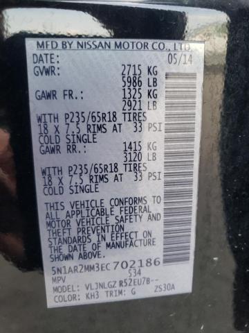 Photo 10 from auction – 2014 NISSAN PATHFINDER with VIN 5N1AR2MM3EC702186