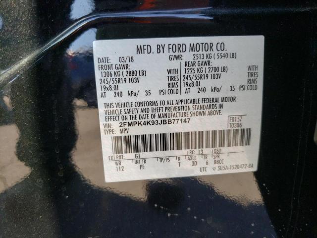 Photo 10 from auction – 2018 FORD EDGE TITAN with VIN 2FMPK4K93JBB77147