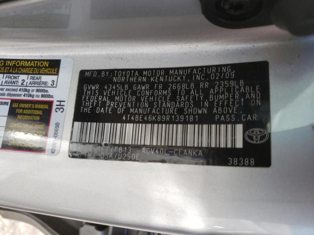 Photo 10 from auction – 2009 TOYOTA CAMRY BASE with VIN 4T4BE46K89R139181