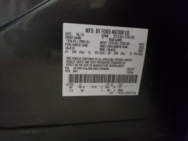 Photo 10 from auction – 2016 FORD EDGE SEL with VIN 2FMPK4J95GBC09686