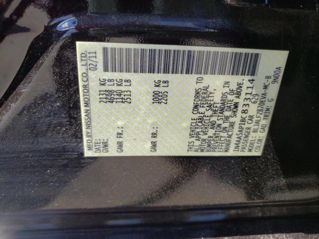 Photo 10 from auction – 2011 NISSAN MAXIMA S with VIN 1N4AA5AP1BC833114