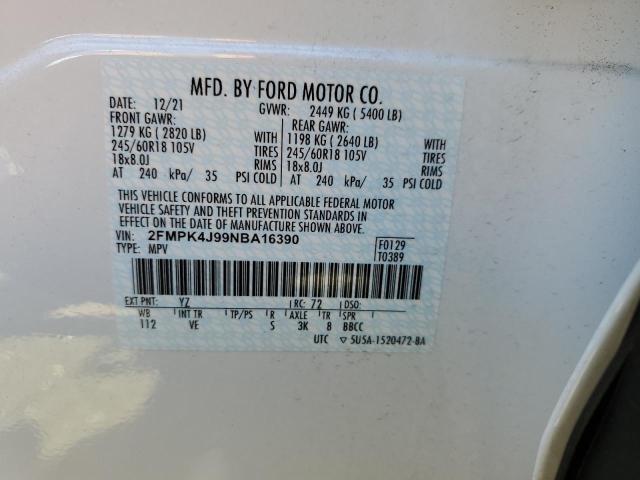 Photo 10 from auction – 2022 FORD EDGE SEL with VIN 2FMPK4J99NBA16390