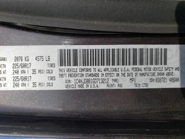 Photo 10 from auction – 2016 JEEP COMPASS SP with VIN 1C4NJDBB1GD713212