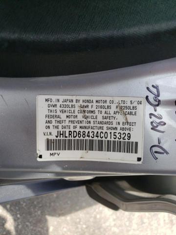 Photo 10 from auction – 2004 HONDA CR-V LX with VIN JHLRD68434C015329