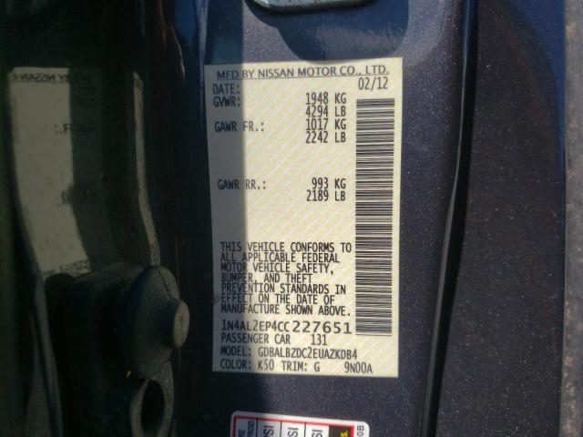 Photo 10 from auction – 2012 NISSAN ALTIMA S with VIN 1N4AL2EP4CC227651