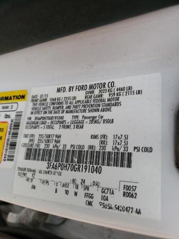 Photo 10 from auction – 2016 FORD FUSION SE with VIN 3FA6P0H70GR191040