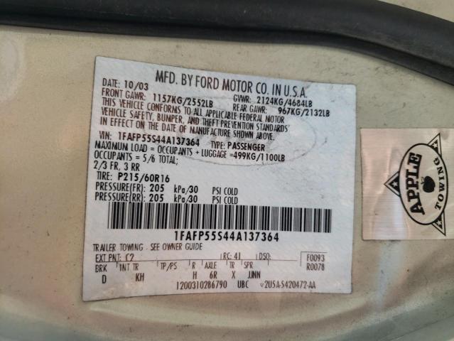 Photo 10 from auction – 2004 FORD TAURUS SES with VIN 1FAFP55S44A137364