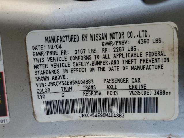 Photo 10 from auction – 2005 INFINITI G35 with VIN JNKCV54E95M404883