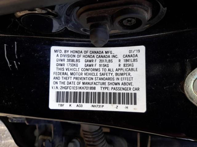 Photo 10 from auction – 2019 HONDA CIVIC SI with VIN 2HGFC1E51KH701898