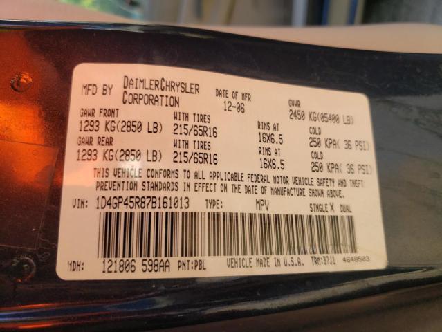 Photo 10 from auction – 2007 DODGE CARAVAN SX with VIN 1D4GP45R87B161013