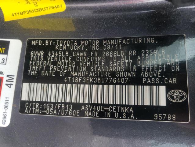 Photo 10 from auction – 2011 TOYOTA CAMRY BASE with VIN 4T1BF3EK3BU776407