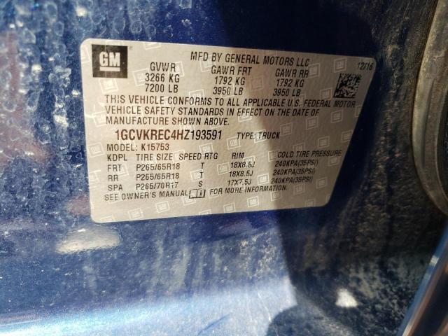 Photo 10 from auction – 2017 CHEVROLET SILVERADO with VIN 1GCVKREC4HZ193591