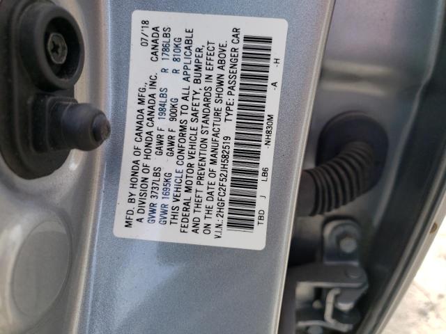 Photo 10 from auction – 2018 HONDA CIVIC LX with VIN 2HGFC2F52JH582519