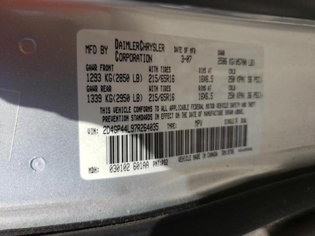 Photo 10 from auction – 2007 DODGE GRAND CARA with VIN 2D4GP44L97R264035
