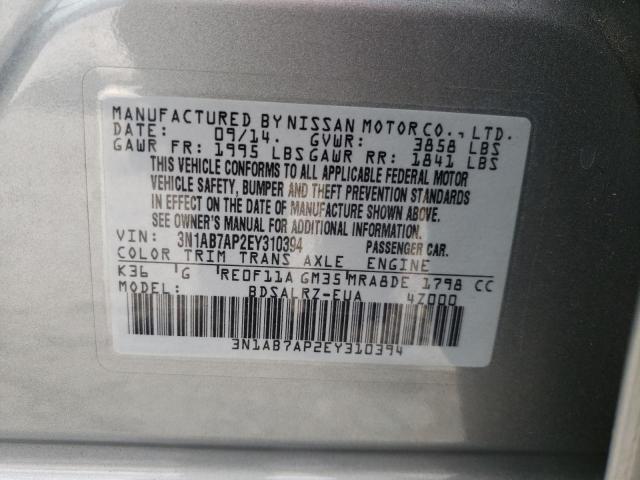 Photo 10 from auction – 2014 NISSAN SENTRA S with VIN 3N1AB7AP2EY310394