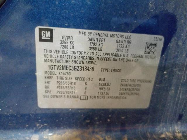 Photo 10 from auction – 2016 GMC SIERRA K15 with VIN 1GTV2MEC3GZ318436
