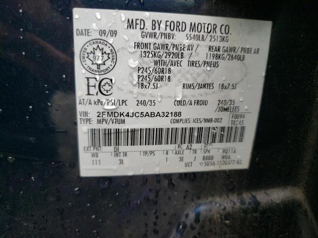 Photo 10 from auction – 2010 FORD EDGE SEL with VIN 2FMDK4JC5ABA32188