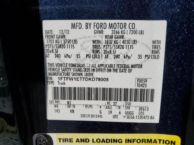Photo 10 from auction – 2013 FORD F150 SUPER with VIN 1FTFW1ET7DKD78005