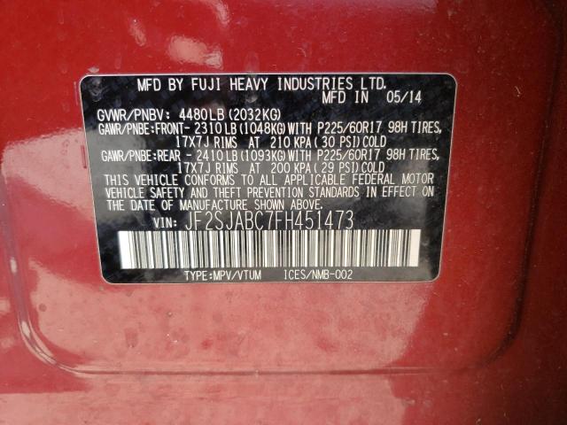 Photo 10 from auction – 2015 SUBARU FORESTER 2 with VIN JF2SJABC7FH451473