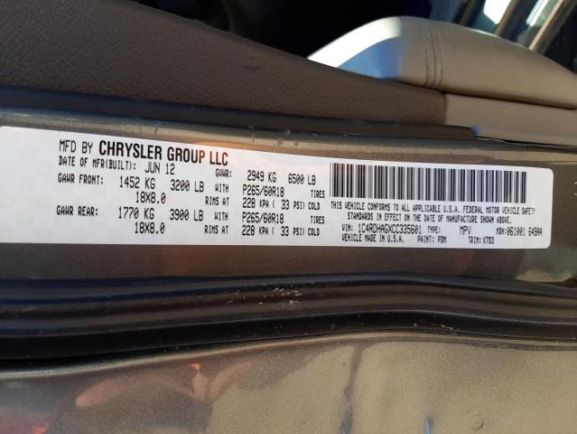 Photo 10 from auction – 2012 DODGE DURANGO SX with VIN 1C4RDHAGXCC335601