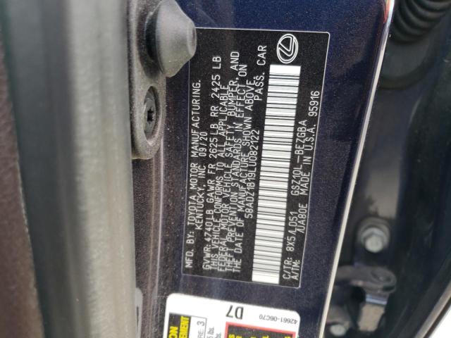 Photo 10 from auction – 2020 LEXUS ES 350 with VIN 58ADZ1B19LU082122