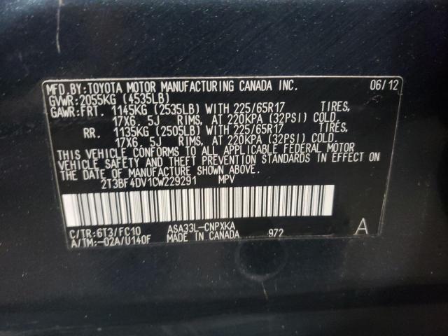 Photo 10 from auction – 2012 TOYOTA RAV4 with VIN 2T3BF4DV1CW229291
