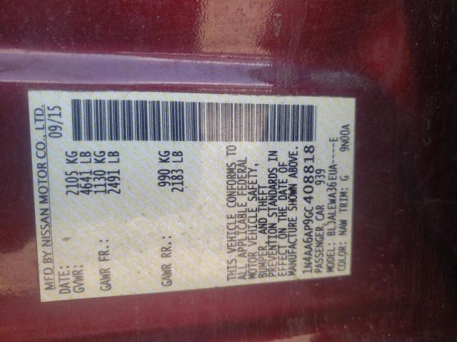 Photo 10 from auction – 2016 NISSAN MAXIMA 3.5 with VIN 1N4AA6AP9GC408818