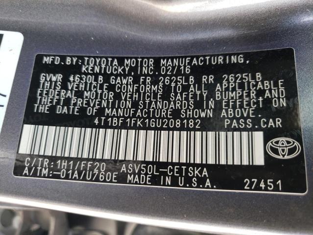 Photo 10 from auction – 2016 TOYOTA CAMRY LE with VIN 4T1BF1FK1GU208182