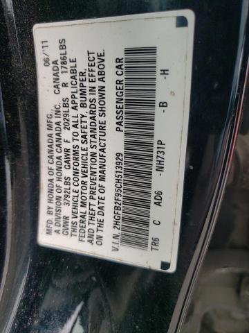 Photo 10 from auction – 2012 HONDA CIVIC EXL with VIN 2HGFB2F95CH513929