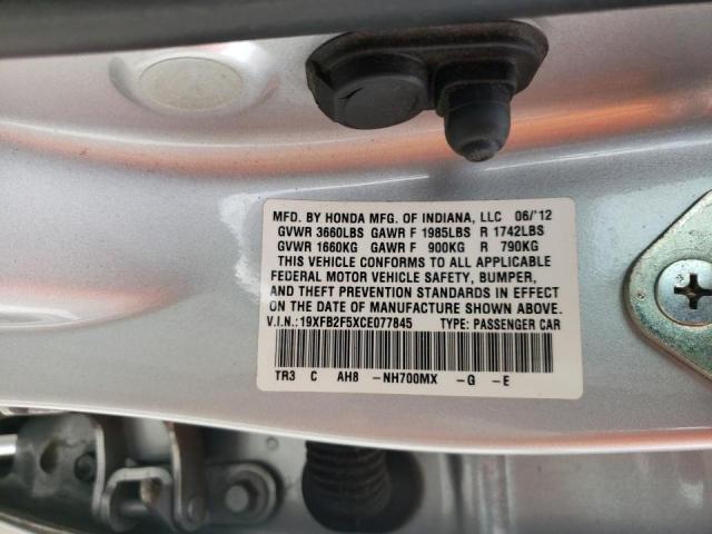 Photo 10 from auction – 2012 HONDA CIVIC LX with VIN 19XFB2F5XCE077845