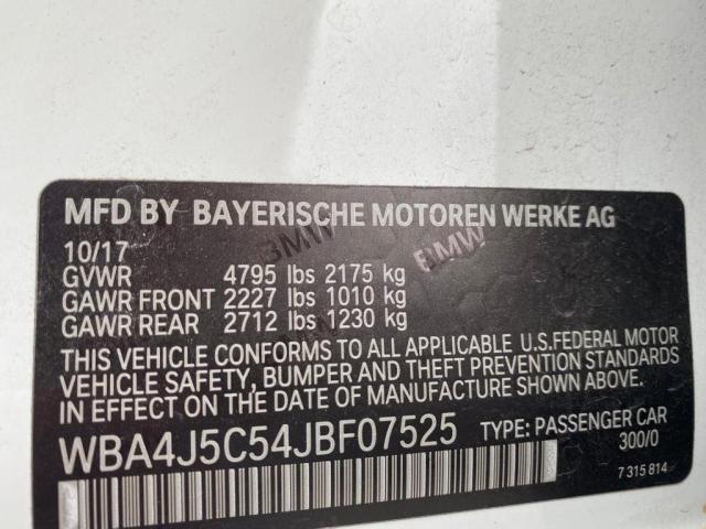 Photo 10 from auction – 2018 BMW 440I GRAN with VIN WBA4J5C54JBF07525