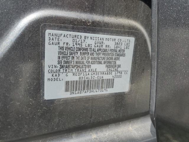 Photo 10 from auction – 2017 NISSAN SENTRA S with VIN 3N1AB7AP3HL673191