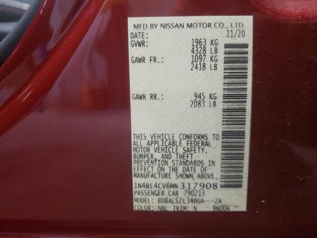Photo 10 from auction – 2021 NISSAN ALTIMA SR with VIN 1N4BL4CV6MN317908