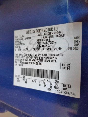 Photo 10 from auction – 2005 FORD RANGER SUP with VIN 1FTYR44E95PA45815