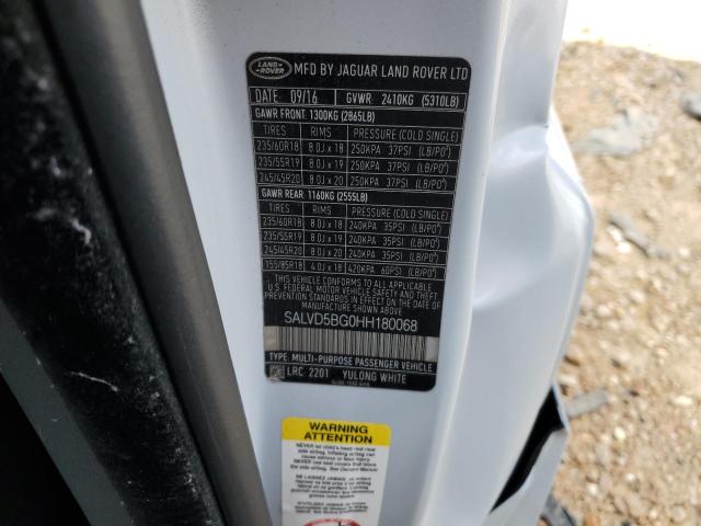 Photo 10 from auction – 2017 LAND ROVER RANGE ROVE with VIN SALVD5BG0HH180068