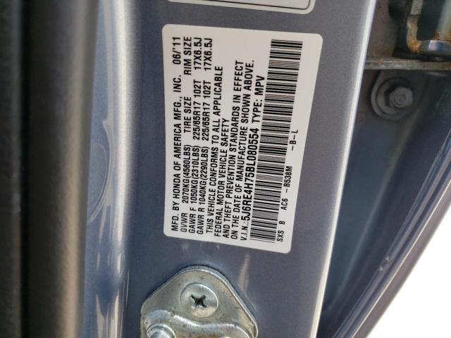 Photo 10 from auction – 2011 HONDA CR-V EXL with VIN 5J6RE4H75BL080554