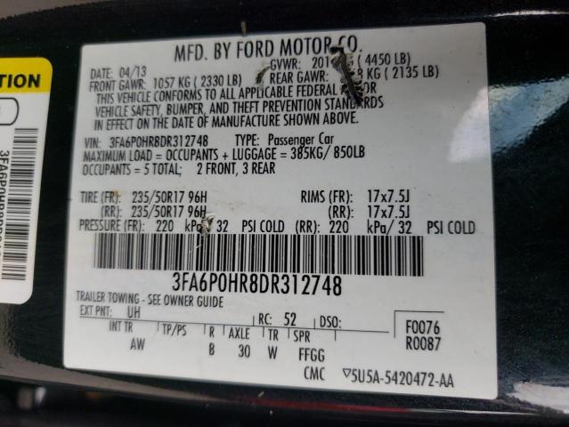 Photo 10 from auction – 2013 FORD FUSION SE with VIN 3FA6P0HR8DR312748