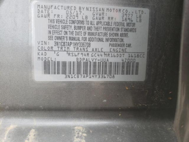 Photo 10 from auction – 2017 NISSAN SENTRA SR with VIN 3N1CB7AP1HY336708