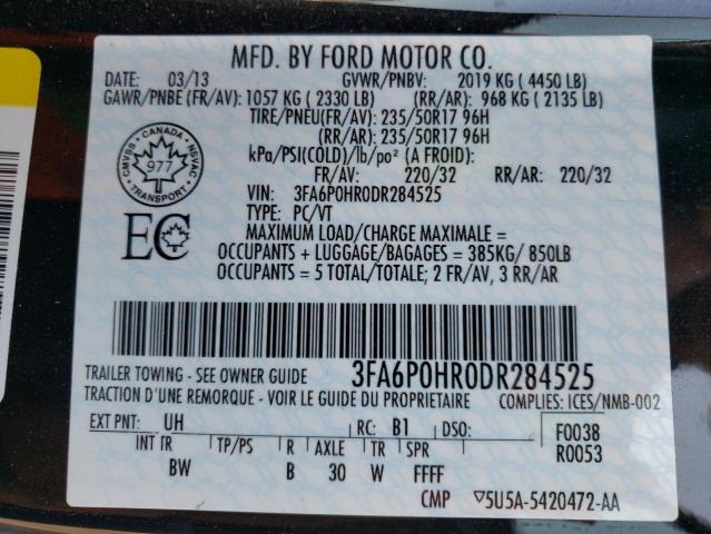 Photo 10 from auction – 2013 FORD FUSION SE with VIN 3FA6P0HR0DR284525