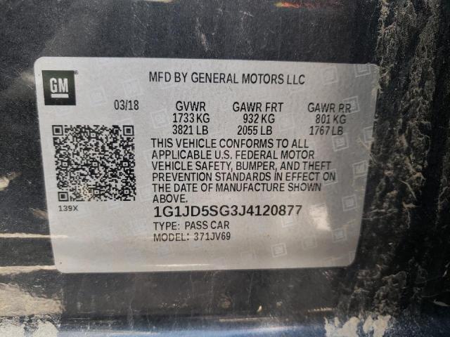 Photo 10 from auction – 2018 CHEVROLET SONIC LT with VIN 1G1JD5SG3J4120877