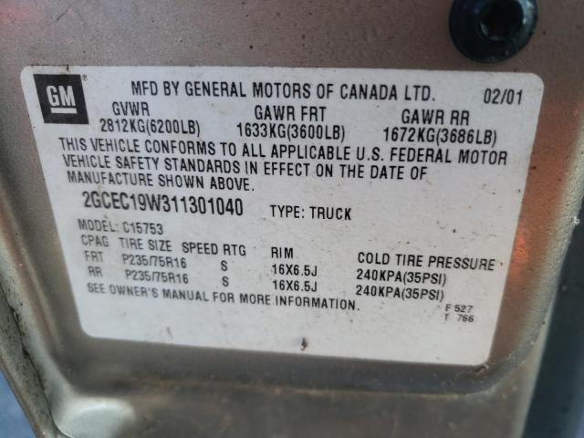 Photo 10 from auction – 2001 CHEVROLET SILVERADO with VIN 2GCEC19W311301040