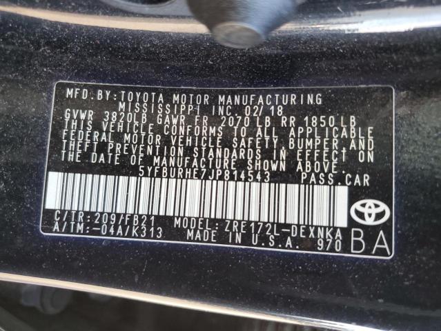 Photo 10 from auction – 2018 TOYOTA COROLLA L with VIN 5YFBURHE7JP814543