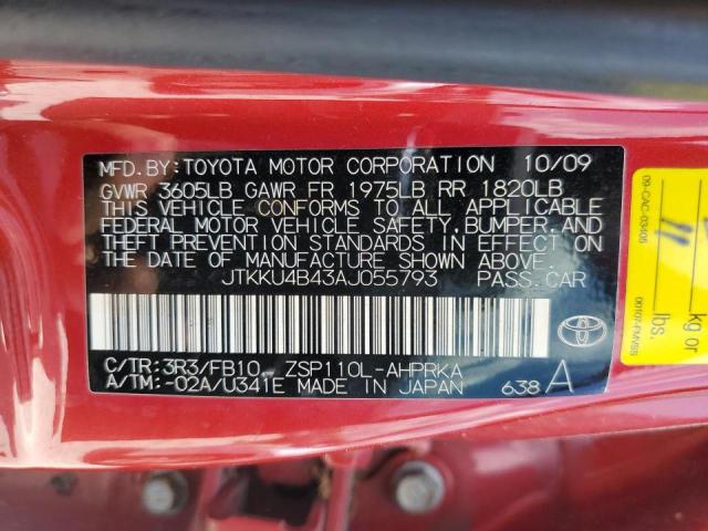 Photo 10 from auction – 2010 TOYOTA SCION XD with VIN JTKKU4B43AJ055793